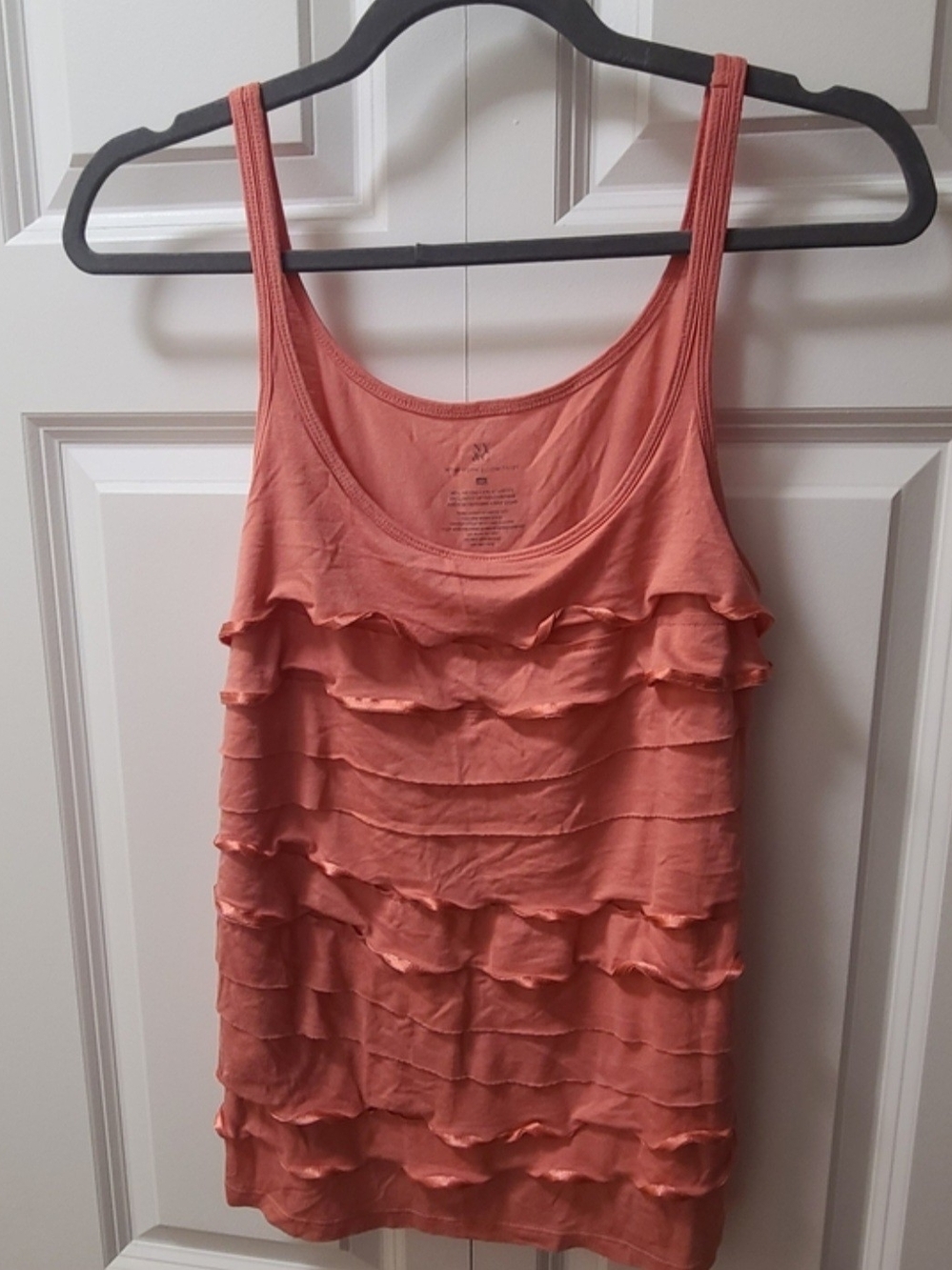 New York & Company Coral Ruffle Layered Tank Top